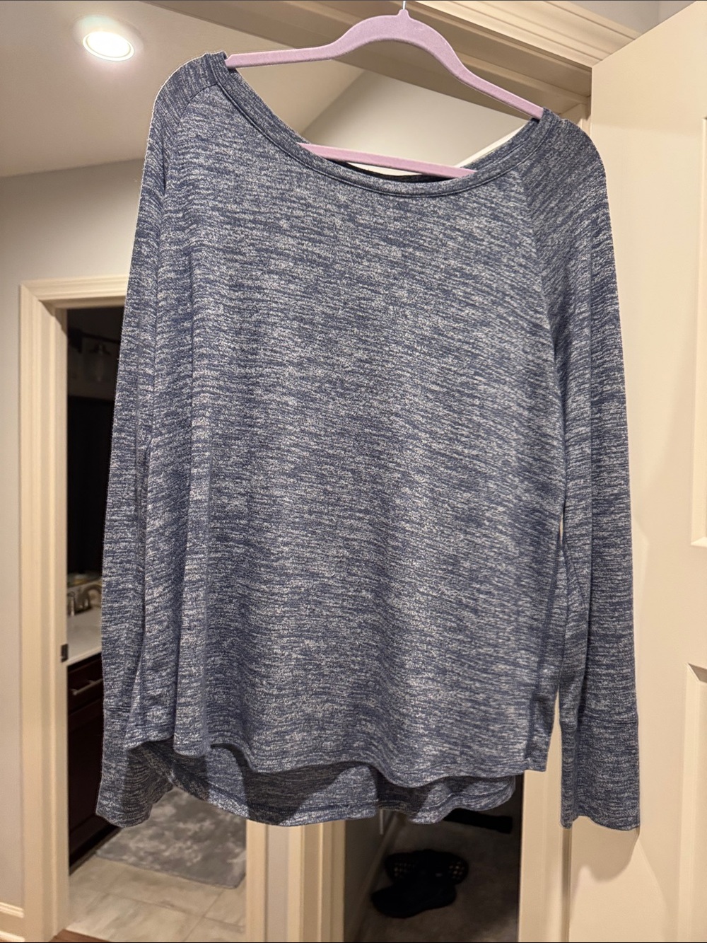 Gap Blue Heather Long-Sleeve Boatneck Top